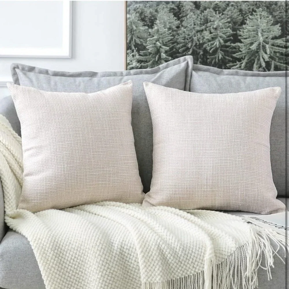 OTOSTAR Linen Throw Pillow Covers Set of 2 Decorative Square Pillowcases Cushion